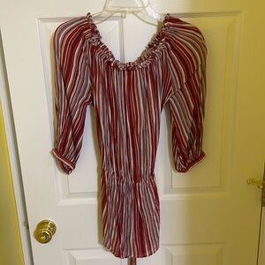 FOREVER 21 OFF THE SHOULDER STRIPED LINEN BLOUSE